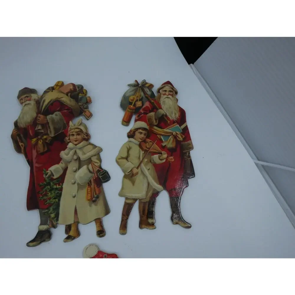 VTG Christmas Merrimack Die Cut Ornaments Victorian Style Lot of 14 Angel Santa